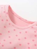 Polka Dot Printed Mesh Long Sleeve Dress - CCMOM
