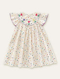 Polka Dot Tulip Embroidered Dress - CCMOM