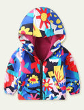 Printing plus Velvet Hooded Trench Coat - CCMOM