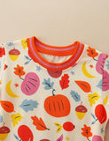 Pumpkin Leaves Printed Long Sleeve Dress - CCMOM