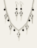 Punk Ghost Skull Necklace + Earrings