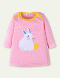 Rabbit Appliqu¡§| Long Sleeve Dress - CCMOM