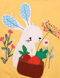 Rabbit Carrot Appliqu¡§| Flower Embroidered Sweatshirt - CCMOM