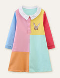 Rabbit Embroidered Colorful Dress - CCMOM