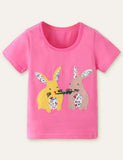 Rabbit Floral Appliqu¡§| T-shirt - CCMOM