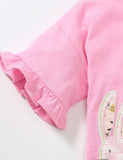Rabbit Flower Appliqu¡§| T-shirt - CCMOM