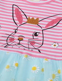 Rabbit Flower Printed Mesh Long Sleeve Dress - CCMOM