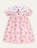 Rabbit Printed Embroidered Dress - CCMOM