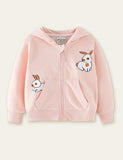 Rabbit Printed Zipper Hooded Coat - CCMOM