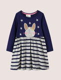 Rabbit Sequined Striped Dress - CCMOM