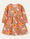 Rabbit Sunflower Printed Dress - CCMOM