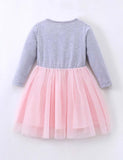 Rainbow Appliqu¡§| Sequined Long Sleeve Dress - CCMOM