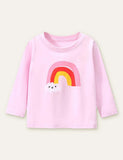 Rainbow Clouds Printed Long-Sleeved T-shirt - CCMOM