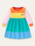 Rainbow Embroidered Long Sleeve Dress - CCMOM