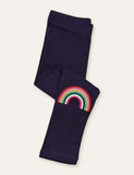 Rainbow Embroidered Rabbit Appliqu¡§| Leggings - CCMOM