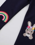 Rainbow Embroidered Rabbit Appliqu¡§| Leggings - CCMOM