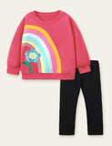 Rainbow Flower Appliqu¡§| Sweatshirt Set - CCMOM