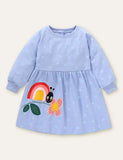 Rainbow Ladybug Appliqu¡§| Long Sleeve Dress - CCMOM