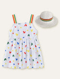 Rainbow Love Printed Dress + Hat - CCMOM
