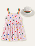 Rainbow Love Printed Dress + Hat - CCMOM