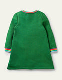 Rainbow Pony Appliqu¡§| Long Sleeve Dress - CCMOM