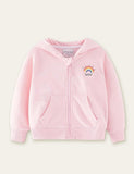 Rainbow Printed Zipper Design Hooded Sweatshirt - CCMOM