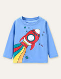Rainbow Rocket Printed Long Sleeve T-shirt - CCMOM