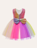 Rainbow Sequin Mesh Party Dress - CCMOM