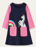 Rainbow Unicorn Appliqu¡§| Dress - CCMOM