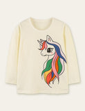 Rainbow Unicorn Printed Long-Sleeve T-shirt - CCMOM