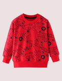Red Full Printed Car Sweatshirt - CCMOM