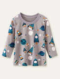 Rocket Planet Full Printed Long Sleeve T-shirt - CCMOM