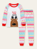 Santa Elk Appliqu¡§| Embroidered Pajamas - CCMOM