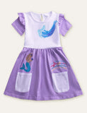 Sequined Mermaid Music Embroidered Dress - CCMOM