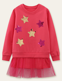 Sequined Star Mesh Dress - CCMOM