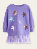Sequined Star Mesh Dress - CCMOM