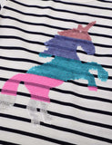 Sequined Unicorn Striped T-shirt - CCMOM