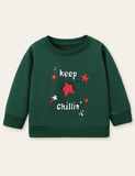 Shiny Red Star Printed Sweatshirt - CCMOM