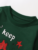 Shiny Red Star Printed Sweatshirt - CCMOM
