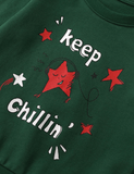 Shiny Red Star Printed Sweatshirt - CCMOM