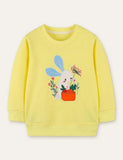Shy Rabbit Appliqu¡§| Carrot Embroidered Sweatshirt - CCMOM