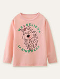 Shy Unicorn Printed Long-Sleeved T-shirt - CCMOM