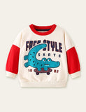Skateboard Crocodile Appliqu¡§| Sweatshirt