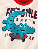 Skateboard Crocodile Appliqu¡§| Sweatshirt - CCMOM