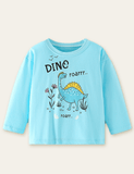 Smiley Dinosaur Printed Long-Sleeved T-shirt - CCMOM