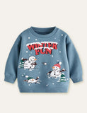 Snowman Printed Fur Ball Sweatshirt - CCMOM
