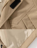 Solid Color Hooded Zipper Trench Coat - CCMOM