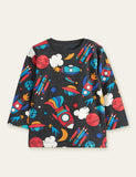 Space Rocket Full Printed Long-Sleeved T-shirt - CCMOM