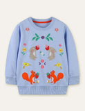 Squirrel Rabbit Appliqu¡§| Embroidered Sweatshirt - CCMOM