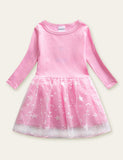 Star and Moon Mesh Long Sleeve Dress - CCMOM